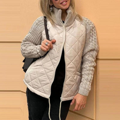 WHITE | Women's knitted patchwork down jacket