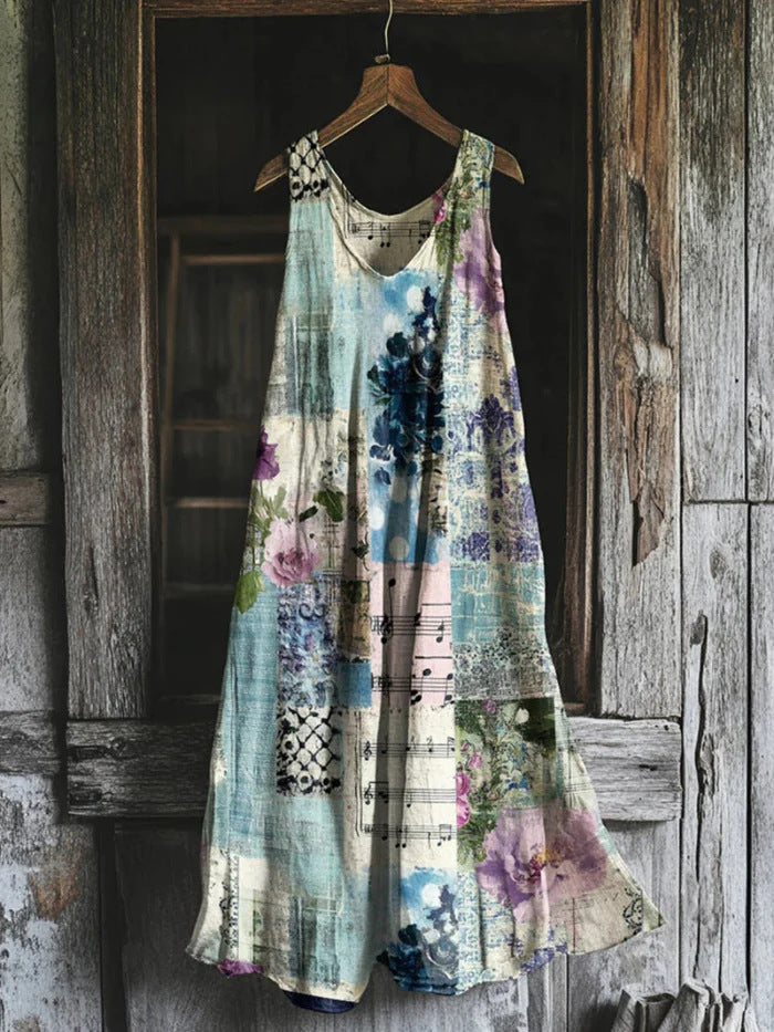Bright Music Print Tank Dress