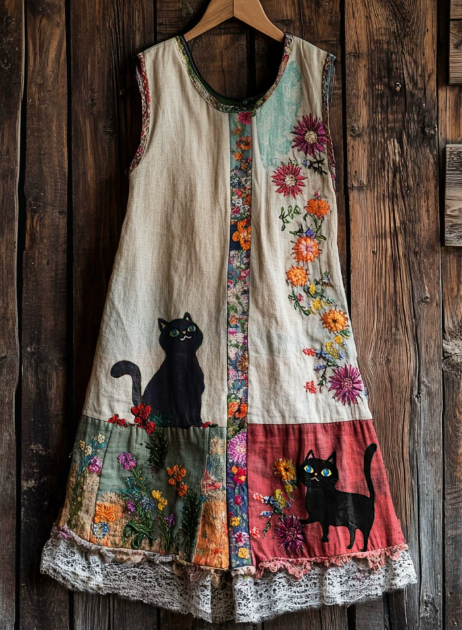 Retro Farmers Cat Tank Dress