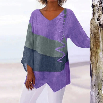 Elayne - 100% Cotton V-Neck Summer Top
