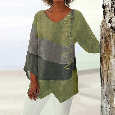 Elayne - 100% Cotton V-Neck Summer Top