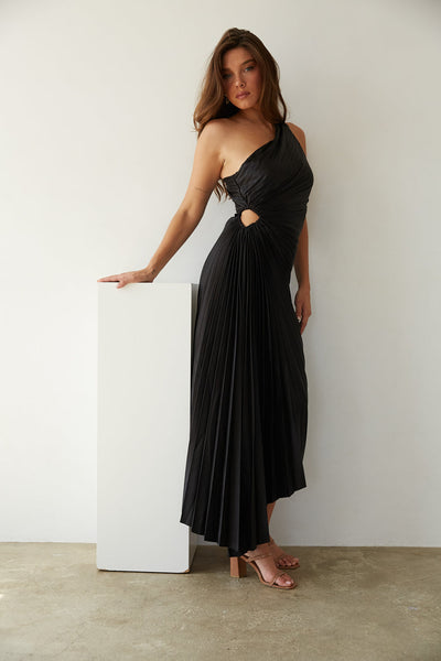 Billy Joan | One-Shoulder Pleated Midi Dress